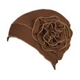 thumbnail image 3 of Abbracc For Ladies Solid Elastic Flower Hat Turban Chemo Cancer Hair Loss Cap Head Wrap brown, 3 of 9