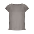 thumbnail image 3 of Penkiiy Blouse en Lin pour Femme à Manches Courtes, Col Ras du Cou, Hauts d'Été Décontractés, Coupe Ample, Gris G, 3 of 5