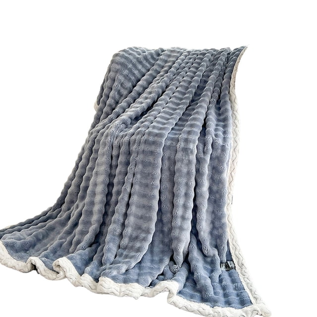 Bwiyojiz Home & Kitchen Decor Bedding Textiles Blankets Throws 59x40 in Fleece Throw Blanket for Couch Soft Warm Fluffys Cream Solid ColorBlanket Decorative and Giftable Striped, Gifts for Her, Gray