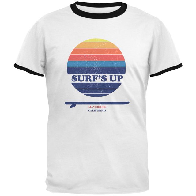 Surf's Up Mavericks California Mens Ringer T Shirt