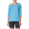 thumbnail image 4 of Hanes T-Shirt Raglan en Coton Extensible pour Femmes, 2TG, Turquoise Volant, 4 of 5