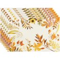 thumbnail image 1 of Ensemble de 6 Napperons d'Automne Feuilles Sauvages Récolte Ferme Tapis de Table d'Automne Style Lin Saisonnier Imperméable Décoration de Table de Cuisine Salle à Manger Intérieur Extérieur 12x18 Pouces, 1 of 6