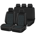 thumbnail image 2 of Auto Drive 3D Quliting Leather Car Seat Cover Full Set Black/Teal, 2 of 5