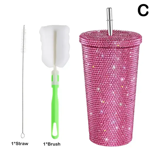 Sparkle in Style: Rhinestone Bling Thermal Bottle 750ml - Glitter Diamond Water Bottle with Lid & Straw
