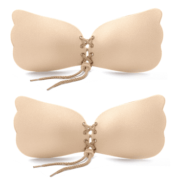 2 Pack Push Up Sticky Bra for Women, Reusable Invisible Bra Backless Strapless Bra Adhesive Bra