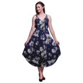 thumbnail image 1 of Bimba Robe Midi d'Été Imprimée à Fleurs pour Femmes Col en V Tenue de Vacances-Moyenne, 1 of 1