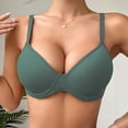 thumbnail image 4 of VEKDONE Women's Soft Breathable Solid Color Bra Push-up Bra Army Green 70C, 4 of 9