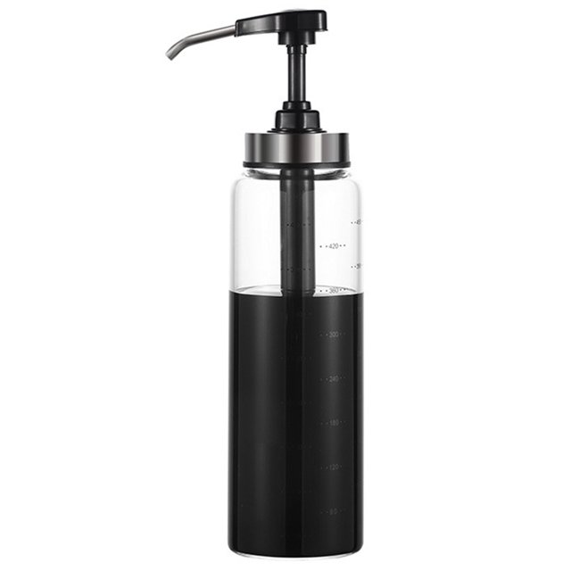 Coofit Sauce Pump Dispenser Bottle Press Pump Head Condiment Bottle Glass Pump Bottle