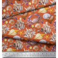 thumbnail image 3 of Soimoi Orange Moss Georgette Fabric Crab,Shell & Coral Ocean Print Fabric by Yard 42 Inch Wide, 3 of 3