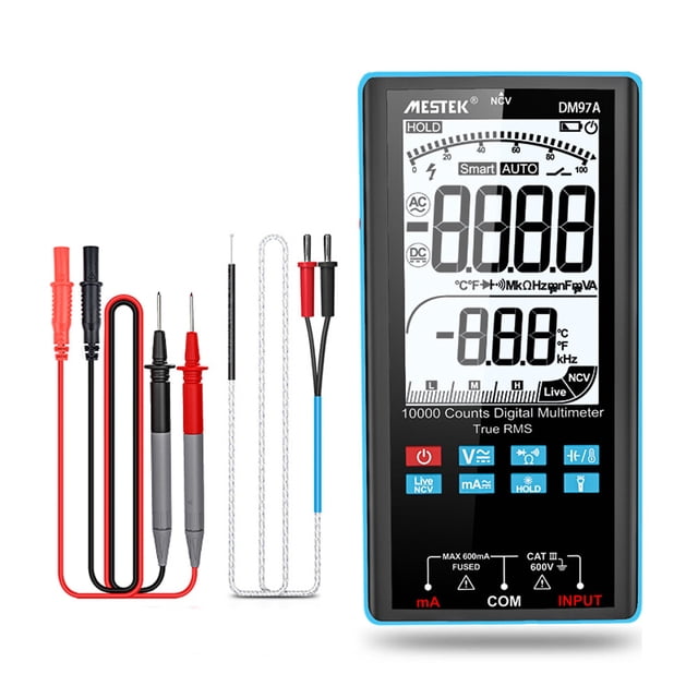 Amdohai DM97A Handheld Portable Auto Multimeter 3.5 Inch LCD Display with Backlight Flashlight 9999 Counts NCV
