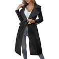 thumbnail image 1 of Manteau Trench pour Femmes Grande Taille, Usage Quotidien, en Maille Transparente, à Manches Longues, Boutonné, avec Ceinture, 1 of 9