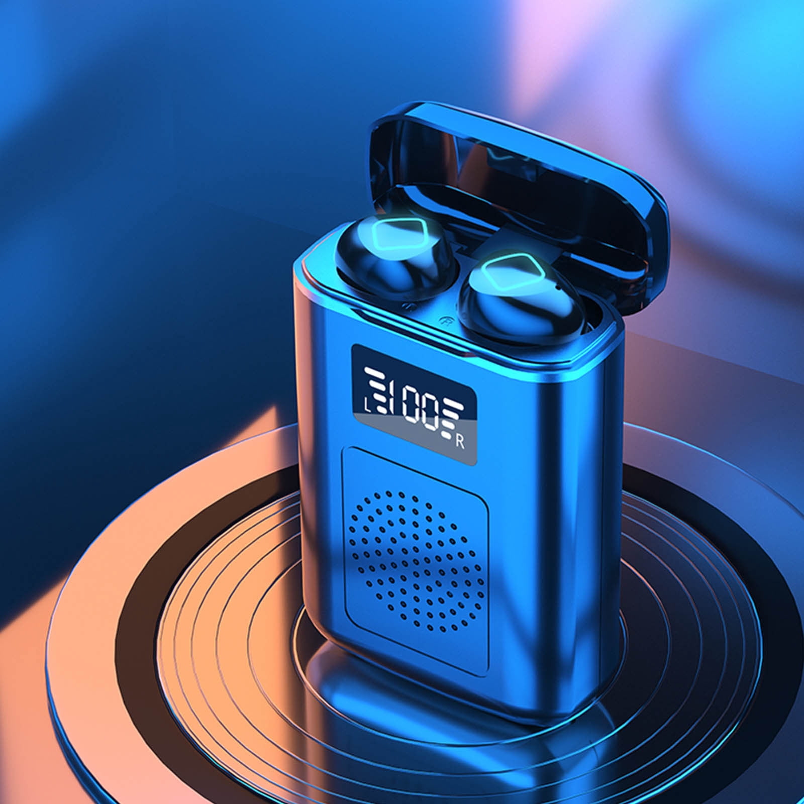 Dvkptbk Wireless Earbuds Bluetooth Headphones, Bluetooth Headset Wireless Binaural Sports Belt Speaker, Digital Display English Bluetooth Headset with Long Battery Life
