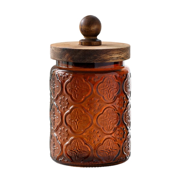 Glass Storage Jar 700 ml with Airtight Lid for Kitchen Snacks Tea and Dry Food Storage – Blue Red Brown Green Yellow