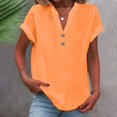 thumbnail image 2 of Hot Sale!! Mode Décontractée pour Femmes Col en V Boutonné Manches Courtes T-Shirt, 2 of 6