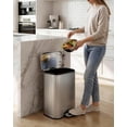 thumbnail image 1 of 50L Fluted Stainless Steel Step Trash Can, Soft Close, Removable Inner Bucket, Fingerprint-Proof & Rust-Resistant, Anti-Slip Base, Stay-Open Lid, 42.8*35.5*62cm, 1 of 6