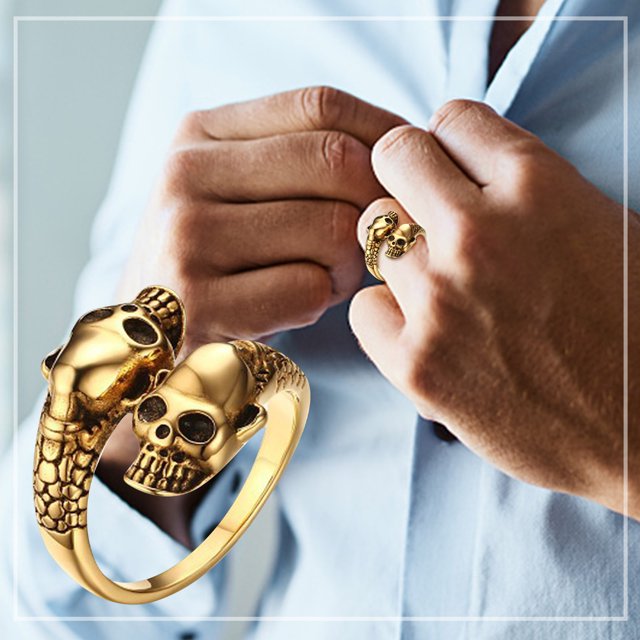 EGNMCR Bagues Couples Acier Inoxydable Bouche Variable Femmes Lovers' Bandes de Squelette Amoureux Bague