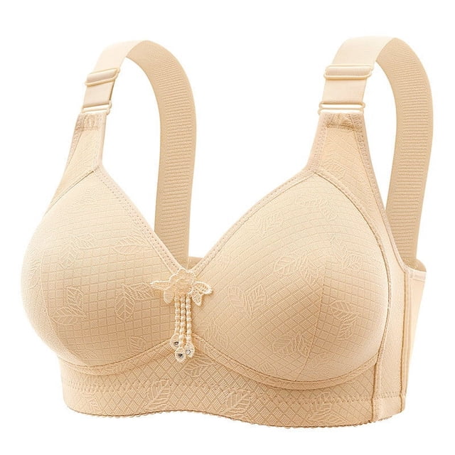 Bigersell Bras for Women Full-Coverage Wire-Free Bra Style T-10 Non-Slip Support Bra T-10-Beige