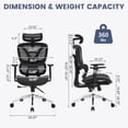 thumbnail image 2 of Ergonomic Mesh Executive Office Chair with Lumbar Support, High Back Computer Chair with Adjustable Headrest and Armrests, 3 Level Tilt, Swivel, Breathable Mesh, Black, 2 of 7