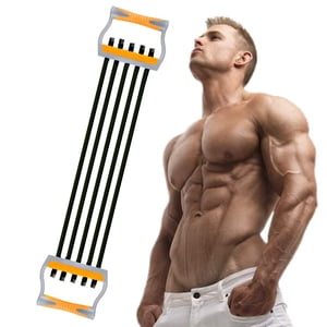 TOCO FREIDO Élargisseur de poitrine, 5 Tubes Ajustable Bras Strength Trainer, Bandes de résistance à l'exercice pour l'entraînement musculaire à domicile (125lbs)