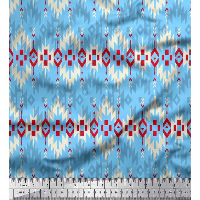 Soimoi Cotton Duck Fabric Aztec Geometric Fabric Prints by Yard 42 Inch Wide