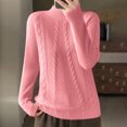 thumbnail image 2 of cfhntfmh Sweaters for Women Mock Neck Long Sleeve Solid Sweater Tops Fall Fashion 2024 Cable Knit Pullover Sweaters, 2 of 3