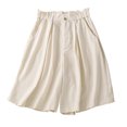 thumbnail image 1 of Diufon Elastic Ruffle Waist Shorts for Women Cotton Linen Pleated Shorts Pockets Solid Color Button Shorts, 1 of 7