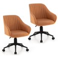 thumbnail image 1 of Giantex Chaise de Bureau à Domicile en Cuir, Chaise d'Ordinateur Pivotante à Roulettes avec Hauteur Réglable, 2, 1 of 6