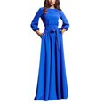 thumbnail image 2 of Gspmoly Robes pour Femmes, Robe Décontractée pour Femmes à Col Rond, Manches Longues Lanterne, Chandail à Enfiler, Ceinture, Robe de Couleur Unie, Robe de Cocktail, Offres des Fêtes, 2 of 5