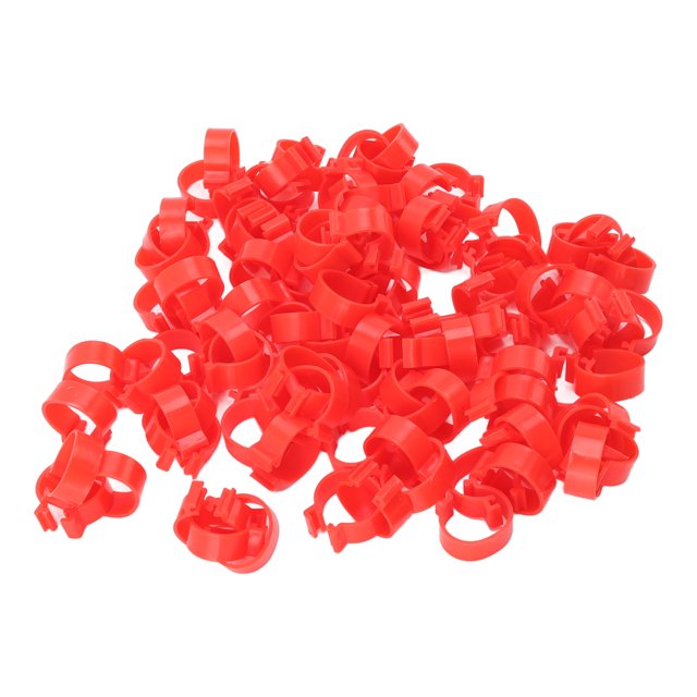 Bague Pieds Volaille, Boucle de Volaille Pieds Anneau en Plastique PP Réutilisable Inscriptible pour Poulet Rouge 16mm/0.6in