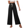 thumbnail image 1 of Timegard Womens Wide Leg Pants Elastic High Waist Drawstring Solid Color Beach Travel Casual Loose Pants, 1 of 5