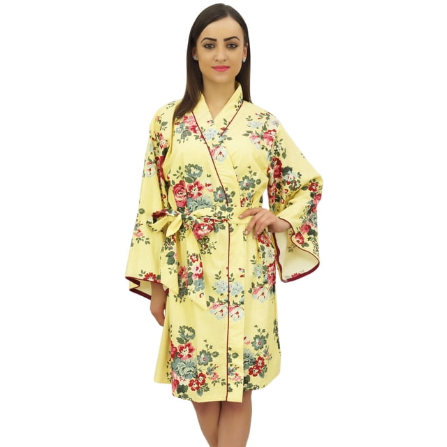 Bimba Women's Floral Printed Short Kimono Robe Bridal Wedding Cover Up Wrap-24