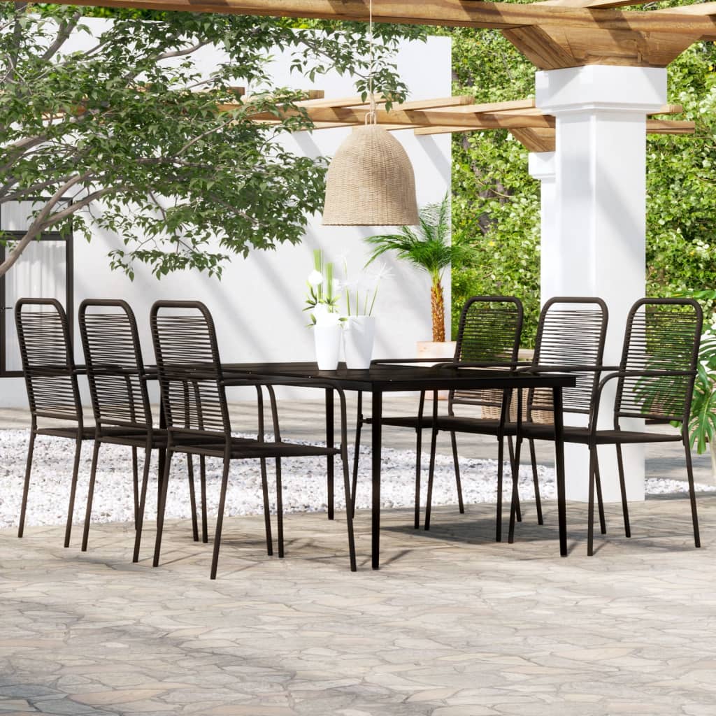 vidaXL Ensemble de Salle à Manger de Jardin 7 Pcs Noir