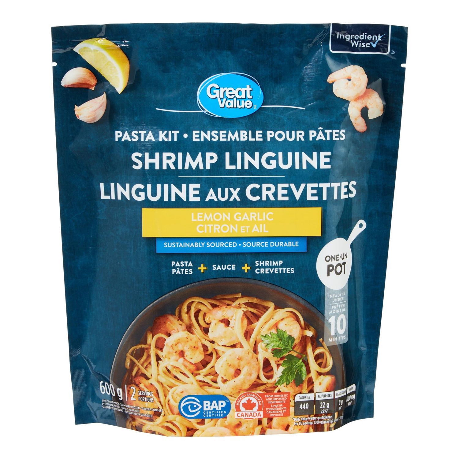 GV Lemon Garlic Linguine Shrimp Pasta Kit, 600 g