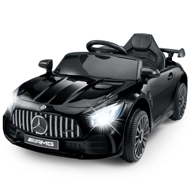 VOLTZ TOYS Licensed Mercedes-Benz AMG GTR 12V Kids Ride On Car - Electric Sports Car with Remote Control, LED Lights & Music - Black
