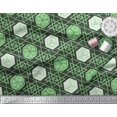 thumbnail image 3 of Soimoi Green Poly Georgette Fabric Geometrical Star Geometric Decor Fabric Printed Yard 52 Inch Wide, 3 of 5