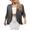 thumbnail image 1 of CNKOO Women‘s Casual Lightweight Open Front Cardigans Soft Draped Ruffles 3/4 Sleeve Cardigan S-XL, 1 of 6