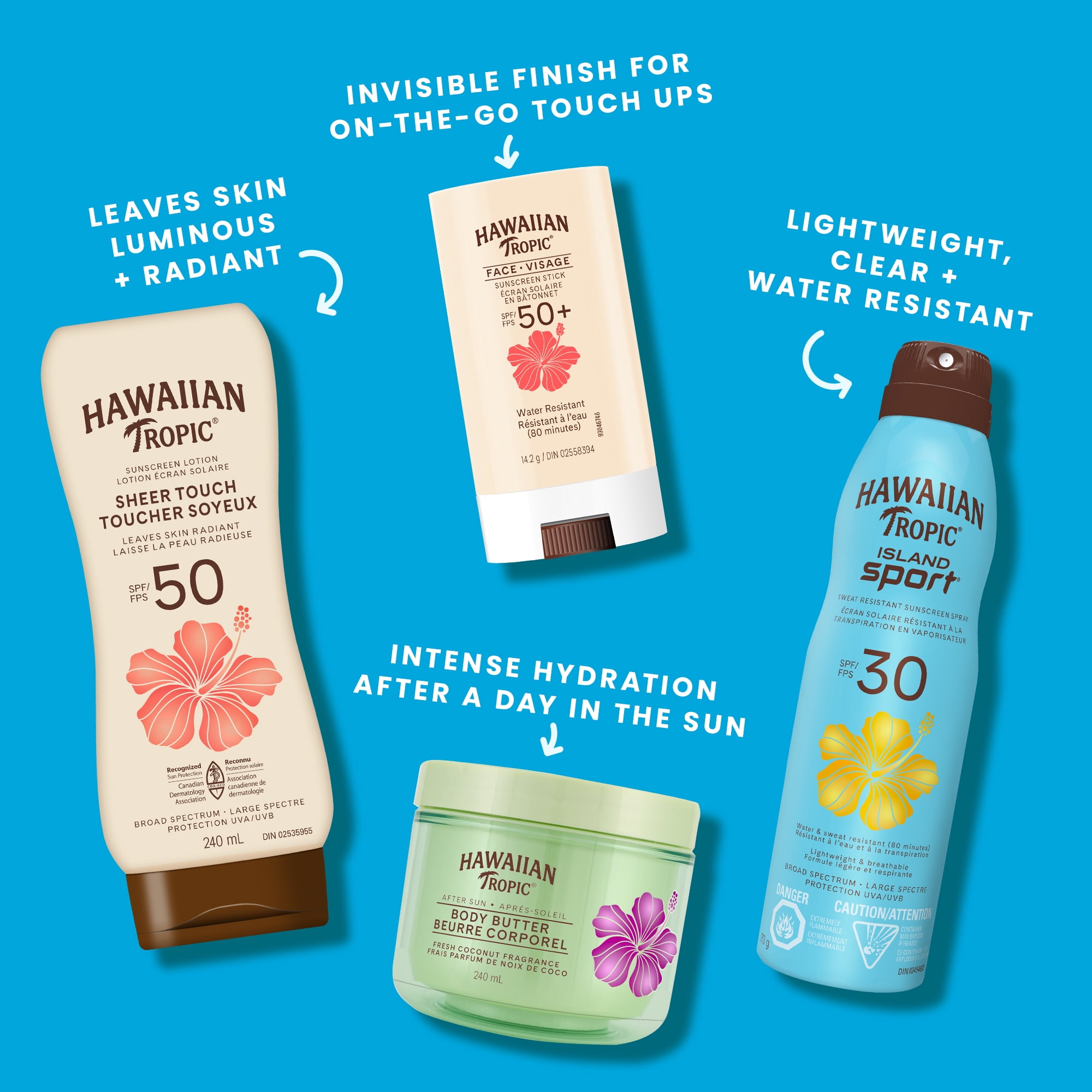 Hawaiian Tropic® Island Sport® Lotion Écran Solaire Résistante à la Transpiration, SPF 30