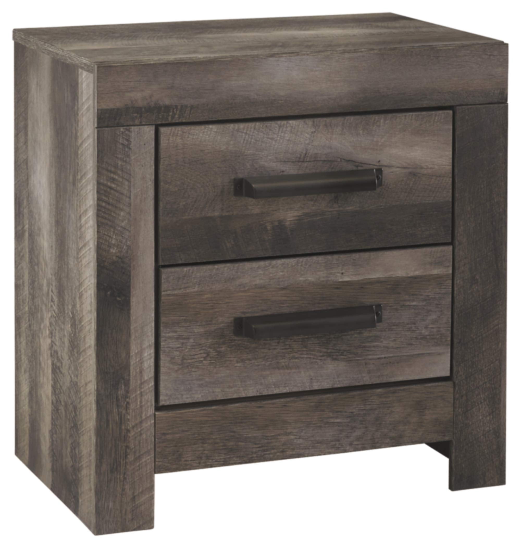 Signature Design by Ashley Wynnlow Rustic 2 Drawer Two Drawer Nightstand, Weathered Gray