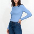 thumbnail image 4 of Yuyuzo Chandails à Manches Longues pour Femmes Col Ras du Cou Ajustés Couche de Base T-Shirts Couleur Unie Confortables Automne Vêtements de Base, 4 of 6