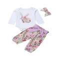 thumbnail image 1 of Ensemble 3 Pcs Barboteuse et Pantalon à Fleurs pour Bébé Fille Bunny, 1 of 4