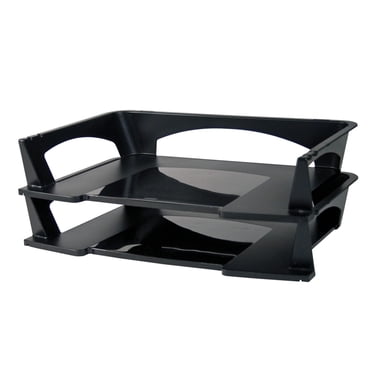 Brenton Studio Stacking Desk Trays, 3in.H x 14 3/4in.W x 9 1/4in.D, Black, Pack Of 2, 65269