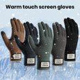 thumbnail image 3 of YAOBAMM Fleece-lined Gloves 1 Pair Knitted Elastic Full Fingers Thickened Touch Screen Solid Color High Friction Cold Resistant Cycling Camping Gloves, 3 of 6