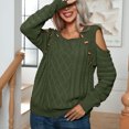 thumbnail image 5 of Yuyuzo Womens Crewneck Tops Long Sleeve off Shoulders Button Knit Pullover Solid Color Fall Tops, 5 of 5