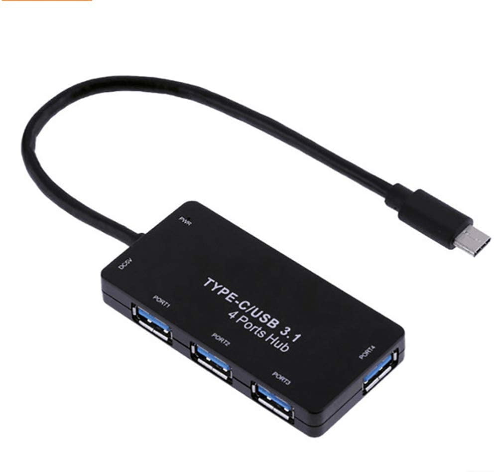 KUNOVA (TM) Super High Speed Type C USB 3.1 4 Ports USB HUB Build-in USB 3.0 Cable Backward Compatible with USB 2.0