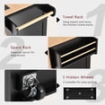 thumbnail image 3 of MODERNLUXE 55.7" Rolling Kitchen Island Cart,Mobile Carts with Spice & Towel Rack, 3 Drawers,Power Outlet and 2 Drop Leaf,Portable Islands on 5 Wheels,Black, 3 of 9