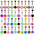 thumbnail image 1 of BodyJ4You 60PC Belly Button Ring Set 14G Mix CZ Rose Goldtone Steel Acrylic Banana Piercing Jewelry, 1 of 7