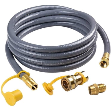 12 FT 3-8" Natural Gas Hose with Quick Connect 3-8 Includes Quick Connect Fitting which Connects to 3-8" Male Pipe Thread
