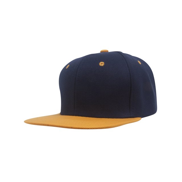 Top Headwear Flat Bill Adjustable Snapback Cap - Navy/Gold