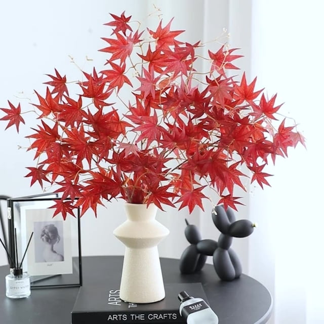 Halloween Decorations Outdoor Autumns Feast Simulation of Green Maple Tree Branches- 3 Colors Optional Creating The Beauty of European And Home Halloween Autumns Harvests Decoration Hallowee