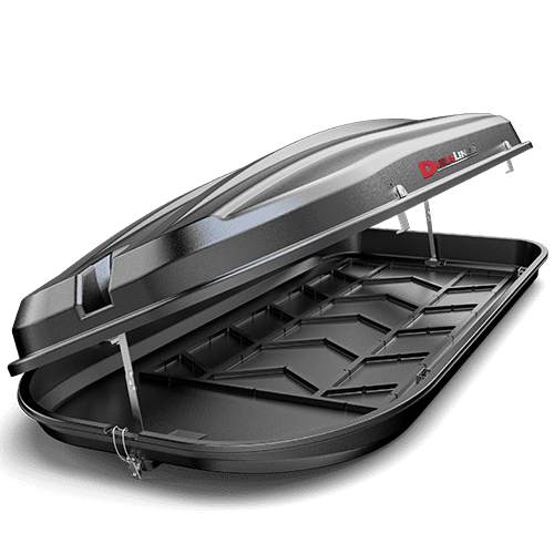DuraLiner Cargo Carrier RT16D Box Style; Compatible With Cross Bars; 16 Cubic Foot; Roof Top Mount; Lockable; Dual Side Opening; 30 Inch Cross Bar Mount Spacing; High Density Polyethylene